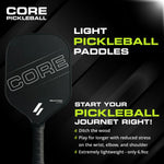 CORE Graphite Pickleball Paddles, Set of 2 - with Equipment Including Racket Bag and 3 Balls - Essentials for Beginner and Pros - Indoor and Outdoor Use for Women and Men - CORE Pickleball