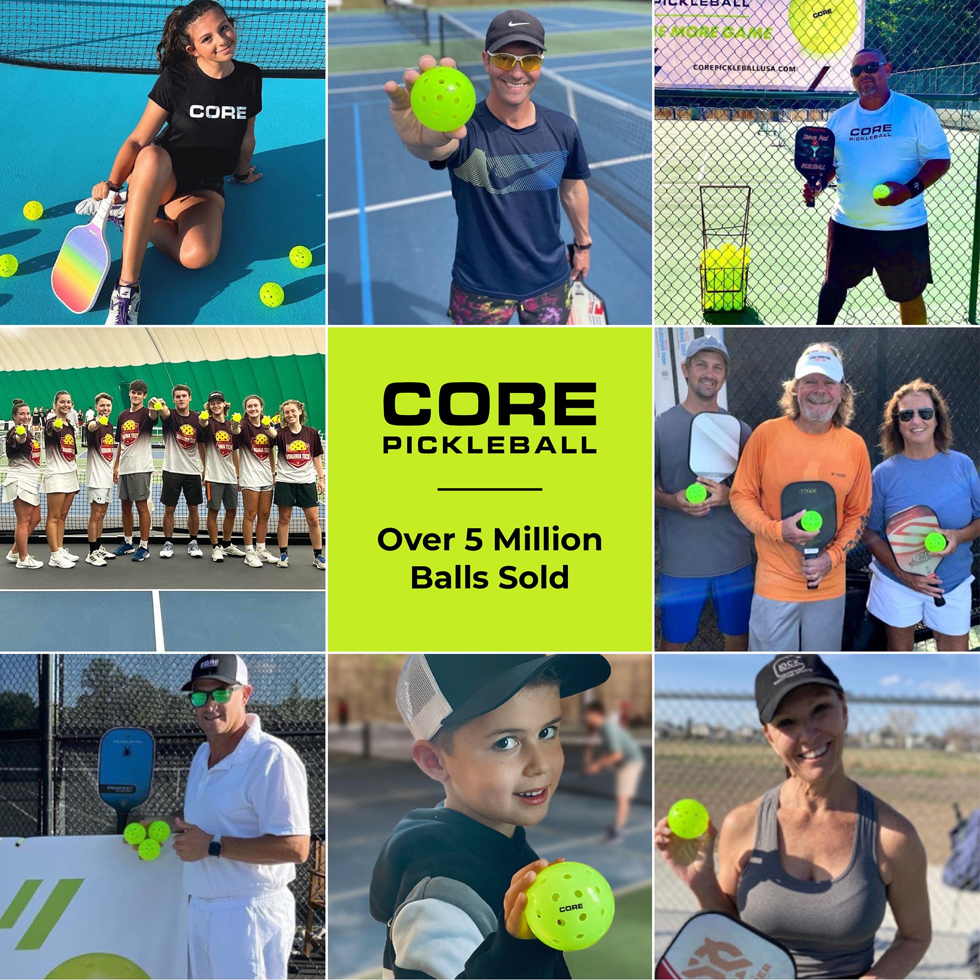 CORE Pickleball Outdoor - Neon Green - 6 Pack - Subscribe & Save - CORE Pickleball