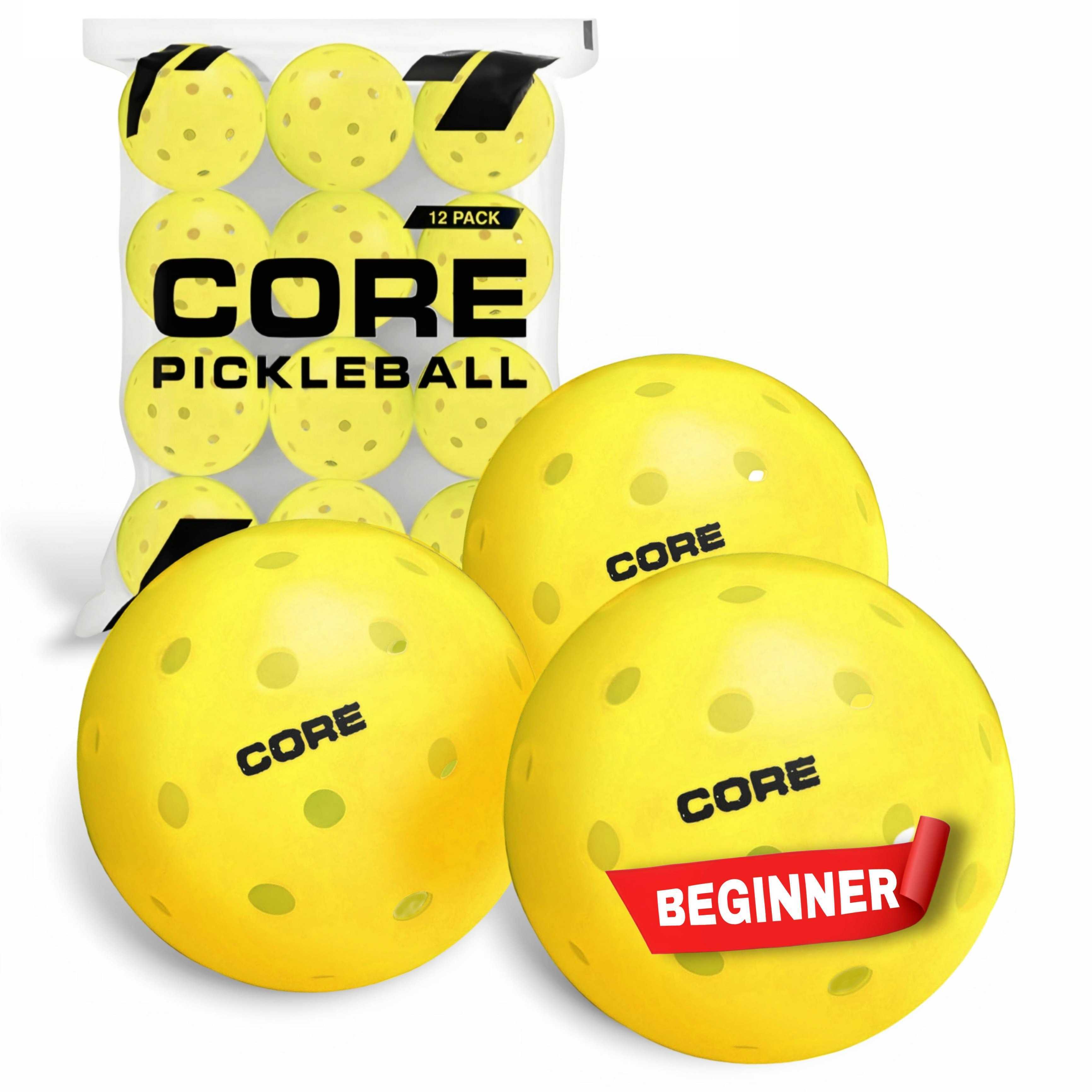 Pickleball for All | 40 Hole Injection Molded, Vibrant Yellow, Durable CORE Pickleballs for Beginners | Built to USAPA Specifications - CORE Pickleball